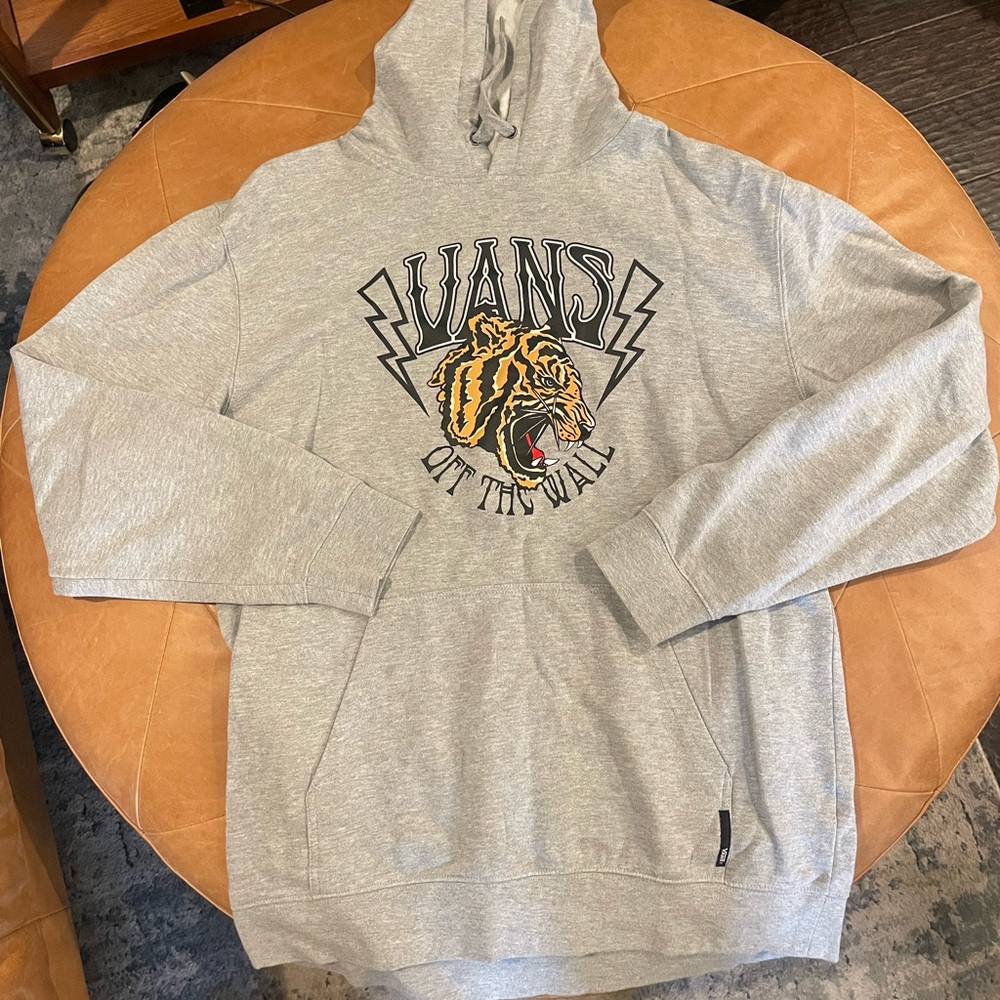 heather grey graphic vans hoodie size xl